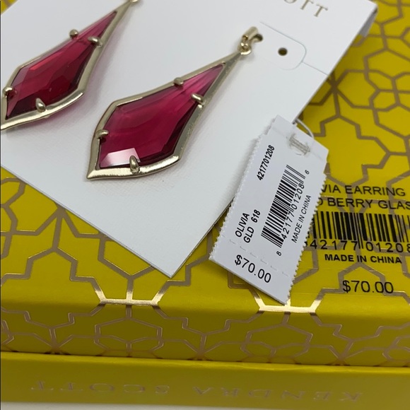 Kendra Scott Olivia Earrings Berry Glass NWT - Picture 5 of 5